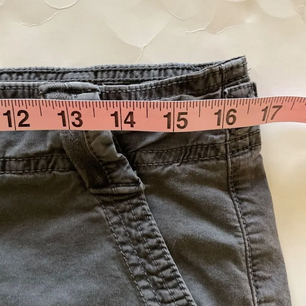 American Eagle Womens Stretch Parachute Cargo Pants Sz M Drawstring Hem Charcoal